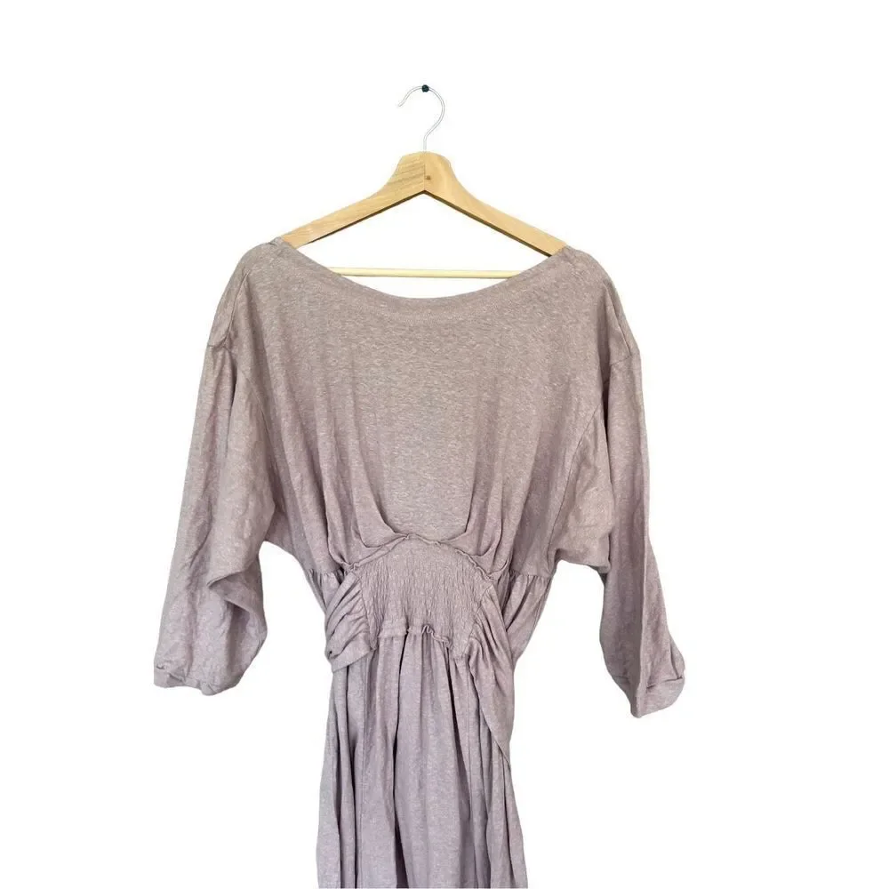 Free People Women's Gray Purple Dropped Shoulder A-Line Tiered Dress Size S NWOT
